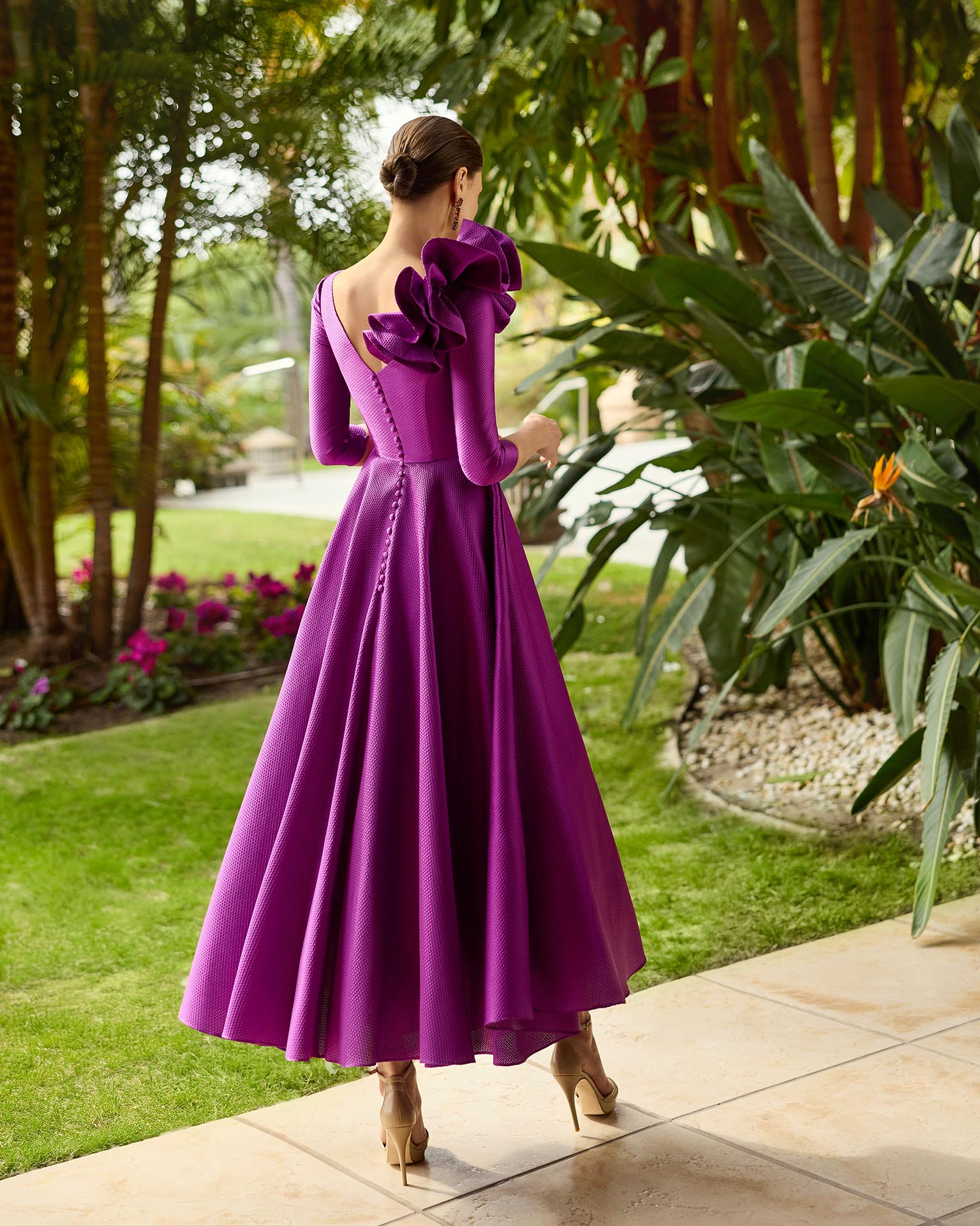 Vestido de fiesta brocado midi - Imagen 3